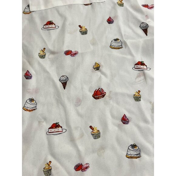 Lila Rose Womens Sleeveless Blouse Dessert Print Button Front Polyester Size M - Picture 2 of 4